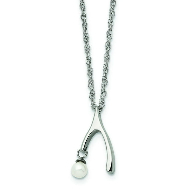 10k White Gold Polished Wishbone Pendant 10k White Gold Polished Wishbone Pendant